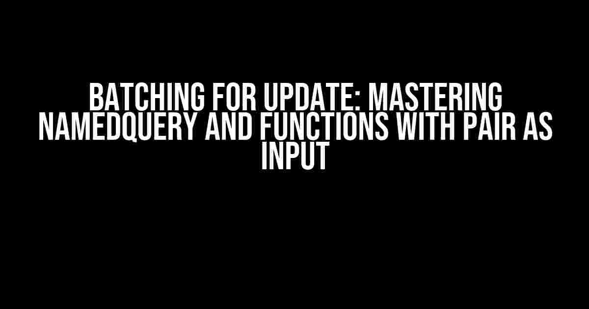 Batching for Update: Mastering NamedQuery and Functions with Pair as Input