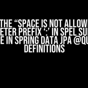 Solving the “Space is Not Allowed After Parameter Prefix ‘:’ in SpEL Support” Issue in Spring Data JPA @Query Definitions